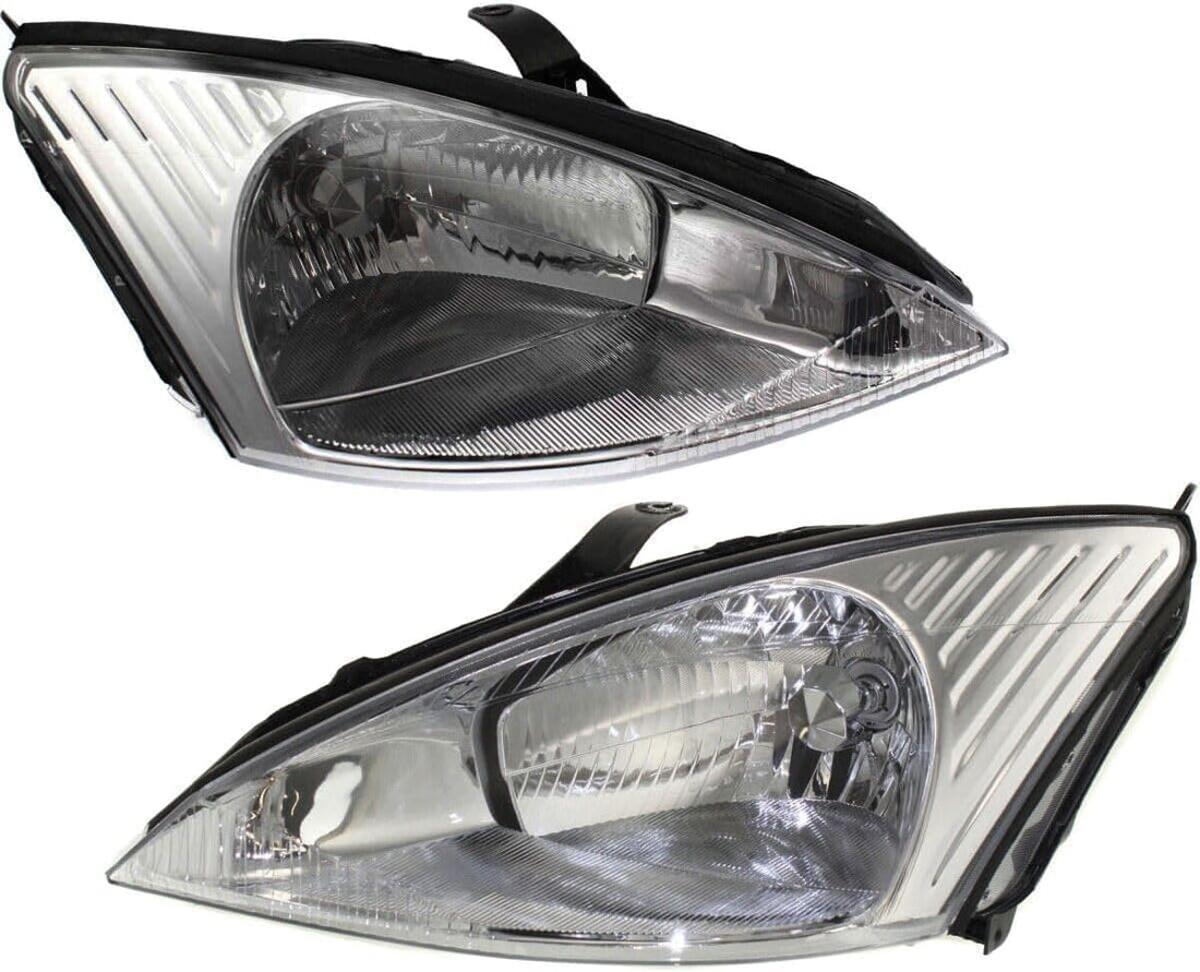 Set Of 2 Front Headlight Assembly Halogen Right Passenger & Left Driver Side Direct Replacement Compatible With 2000-2002 Ford Focus FO2503171 FO2502171 3S4Z13008CC 3S4Z13008CD