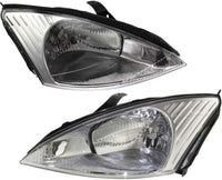 Set Of 2 Front Headlight Assembly Halogen Right Passenger & Left Driver Side Direct Replacement Compatible With 2000-2002 Ford Focus FO2503171 FO2502171 3S4Z13008CC 3S4Z13008CD