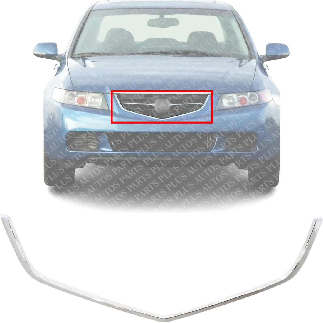 Front Grille Molding Chrome Direct Replacement Compatible With 2004-2005 Acura TSX AC1210106 71122SECA01