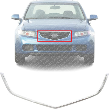 Front Grille Molding Chrome Direct Replacement Compatible With 2004-2005 Acura TSX AC1210106 71122SECA01