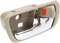 Set of 2 Front & Rear Interior Door Handle Chrome with Beige Plastic Right Passenger & Left Driver Side Direct Replacement Compatible with 2002-2006 Toyota Camry 69205YC03005