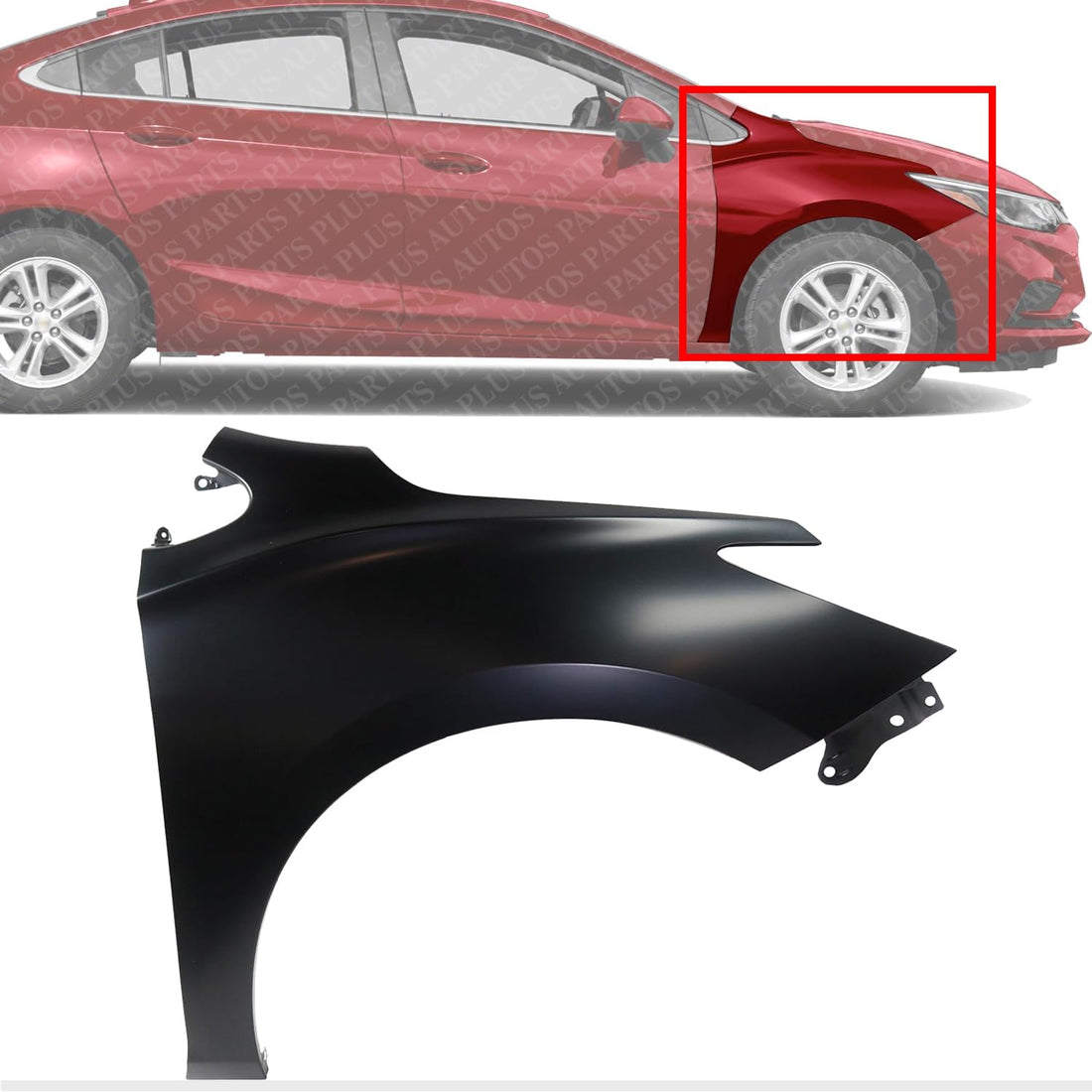 Front Fender Primed Steel Right Passenger Side Direct Replacement Compatible With 2016-2019 Chevrolet Cruze GM1241396 84123270