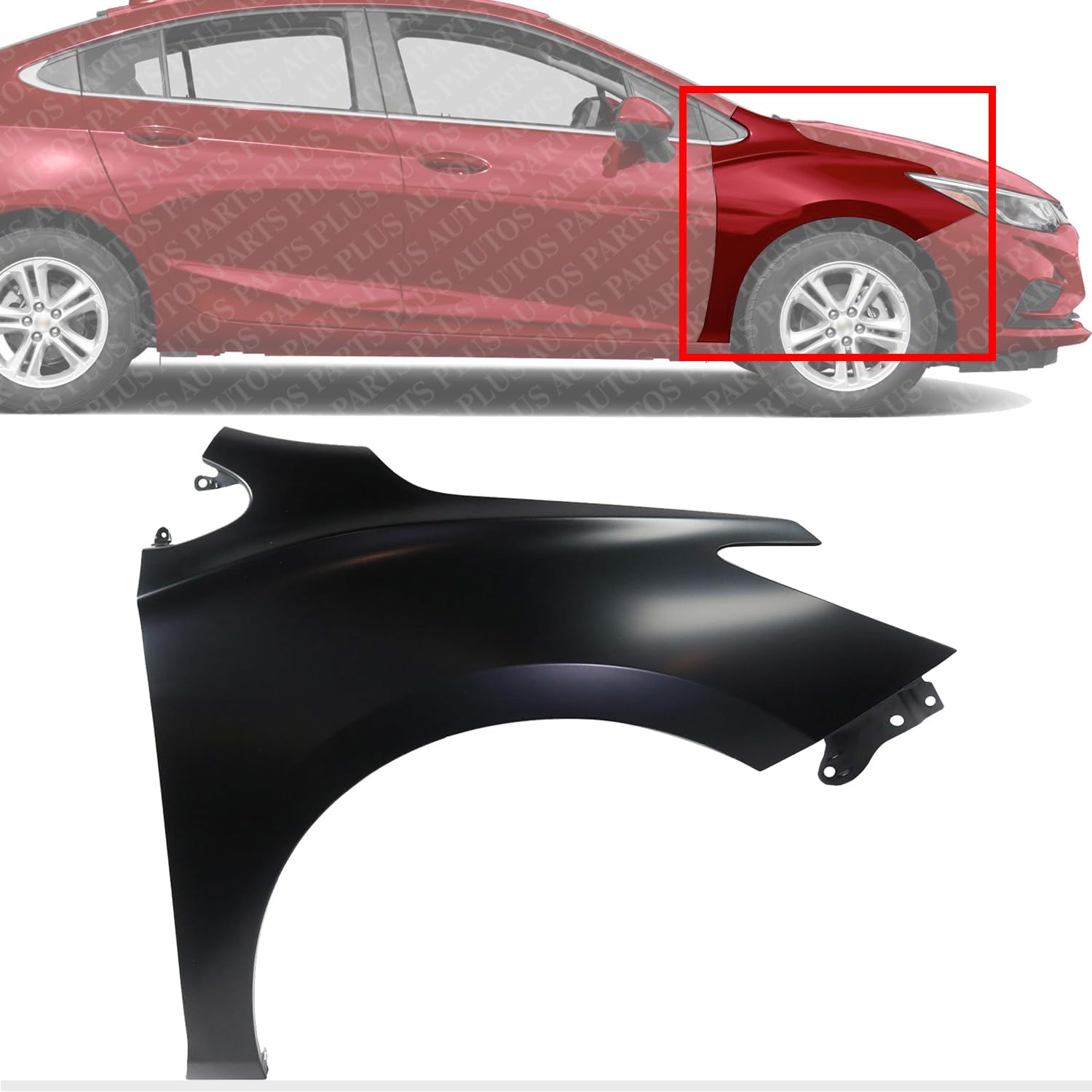 Front Fender Primed Steel Right Passenger Side Direct Replacement Compatible With 2016-2019 Chevrolet Cruze GM1241396 84123270