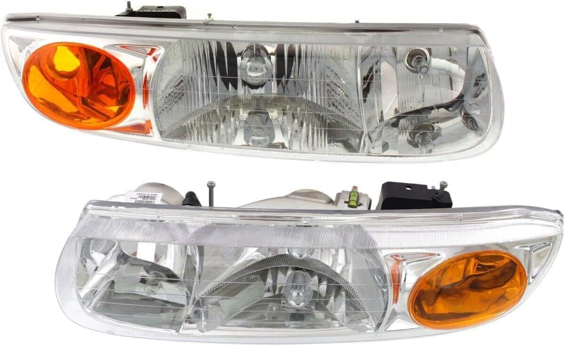 Set Of 2 Front Headlight Assembly Right Passenger & Left Driver Side Direct Replacement Compatible With 2000-2002 Saturn S-Series GM2502206 GM2503206 21112455 21112456