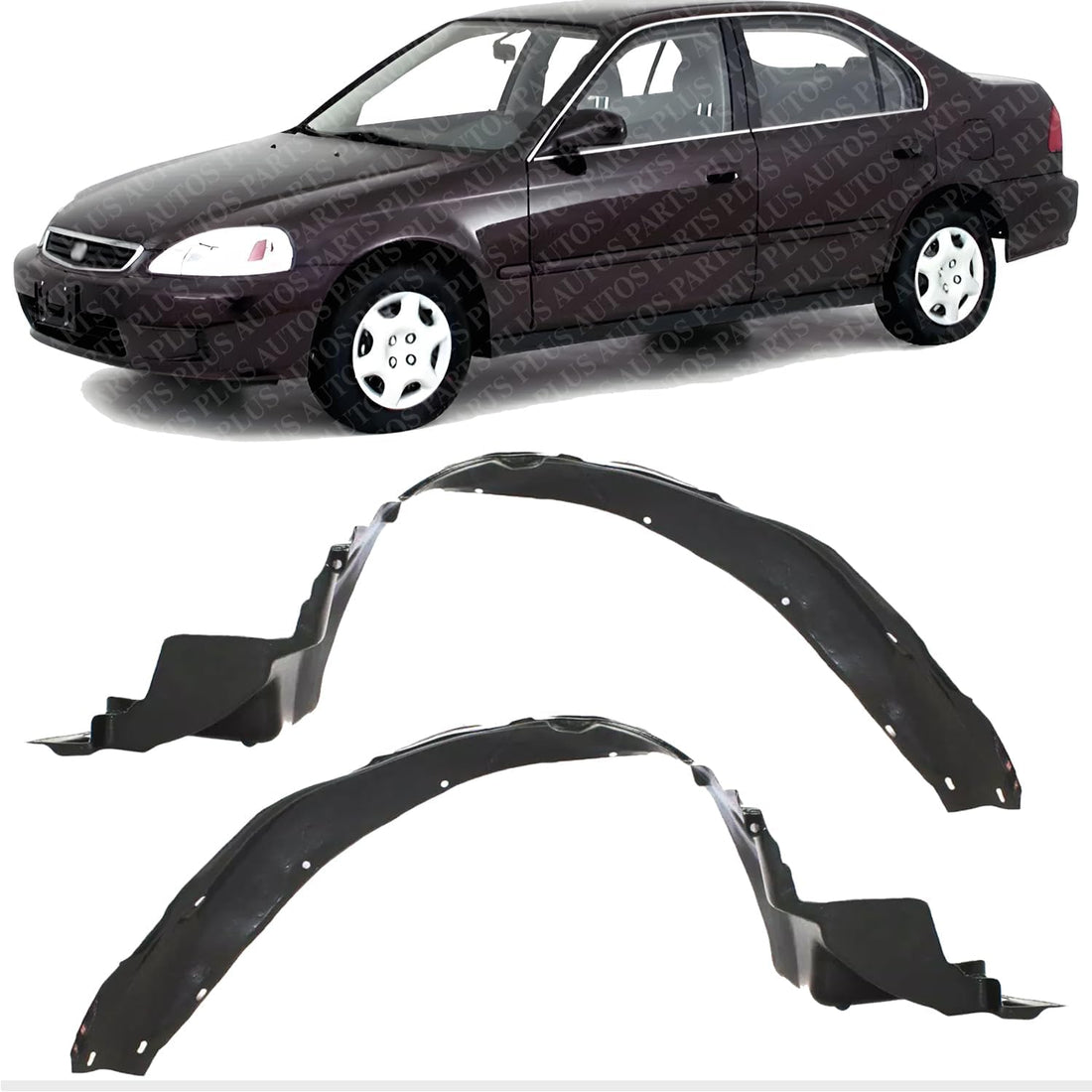 Set Of 2 Front Fender Liner Right Passenger & Left Driver Side Direct Replacement Compatible With 1996-2000 Honda Civic HO1249103 HO1248103 74101S04010 74151S04000
