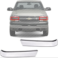 Set Of 2 Front Grille Molding Chrome Left Driver & Right Passenger Side Direct Replacement Compatible With 2003-2006 Chevrolet Silverado GM1212105 GM1213105 10397972 10397973