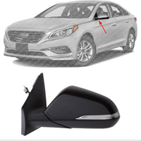 Front Power Mirror Manual Folding Heated Primed Left Driver Side Direct Replacement Compatible With 2015-2019 Hyundai Sonata HY1320204 87610C2010