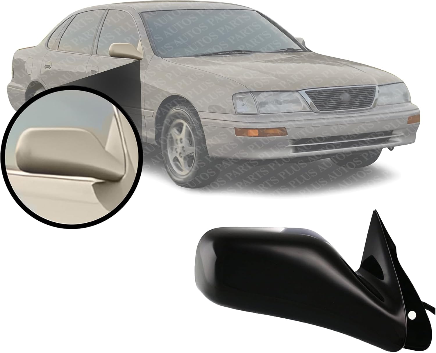 Front Power Mirror Non-Heated Primed Plastic Right Passenger Side Direct Replacement Compatible With 1995-1999 Toyota Avalon TO1321155 8791007011C0