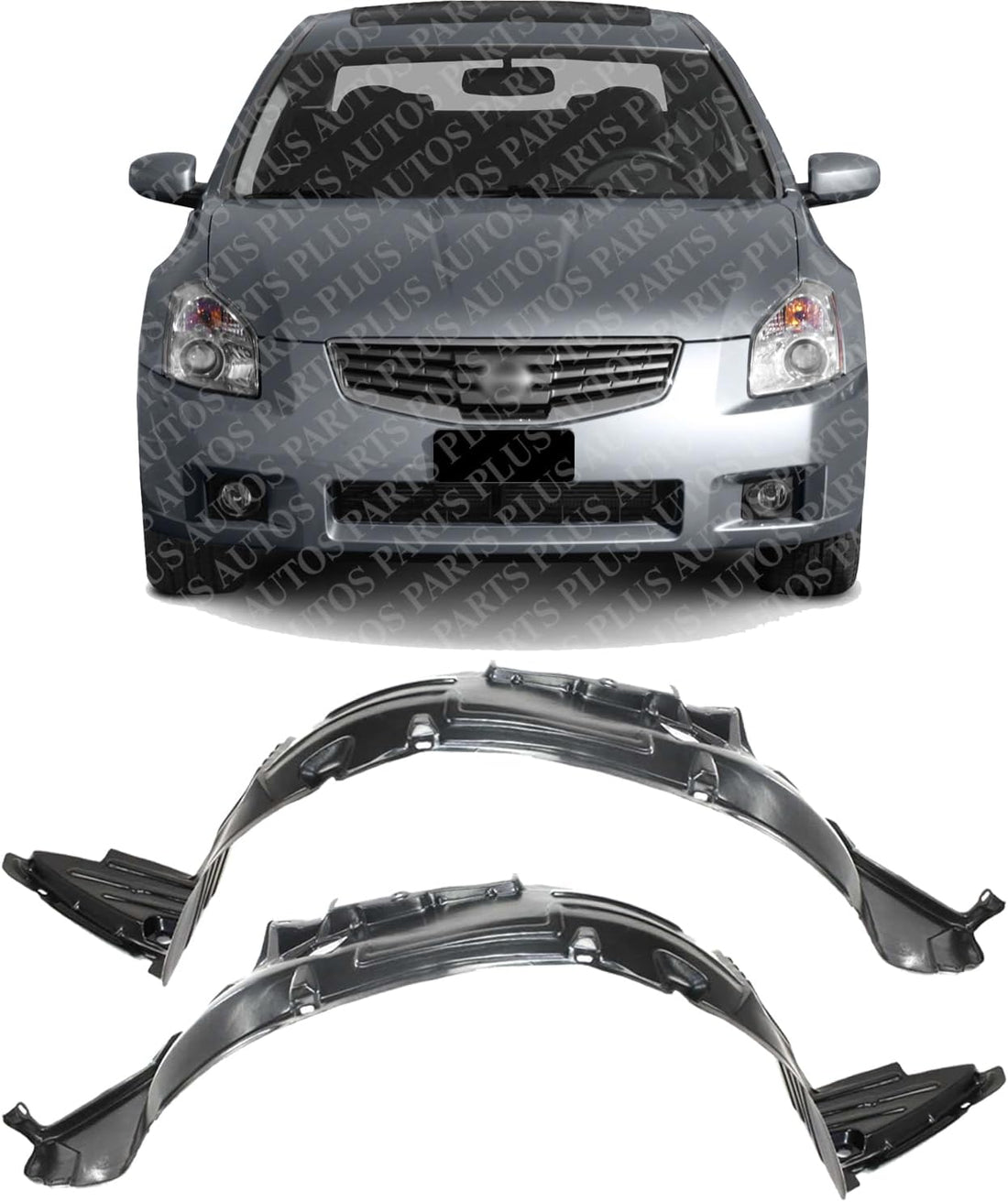 Set Of 2 Front Fender Liners Left Driver & Right Passenger Side Direct Replacement Compatible With 2004-2008 Nissan Maxima NI1251115 NI1250115 63843ZK00A 63842ZK00A
