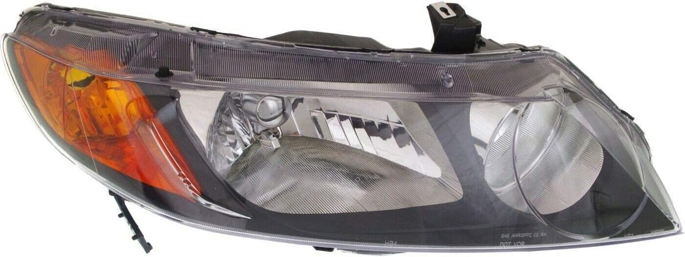 Set Of 2 Front Headlight Lens And Housing Right Passenger & Left Driver Side Direct Replacement Compatible With 2006-2008 Honda Civic HO2502125 HO2503125 33101SNAA02 33151SNAA02
