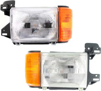 Set Of 2 Front Head Light With Side Marker Lamp Without Trim Left Driver & Right Passenger Side Direct Replacement Compatible With 1987-1991 Ford F-Series FO2503104 FO2502104