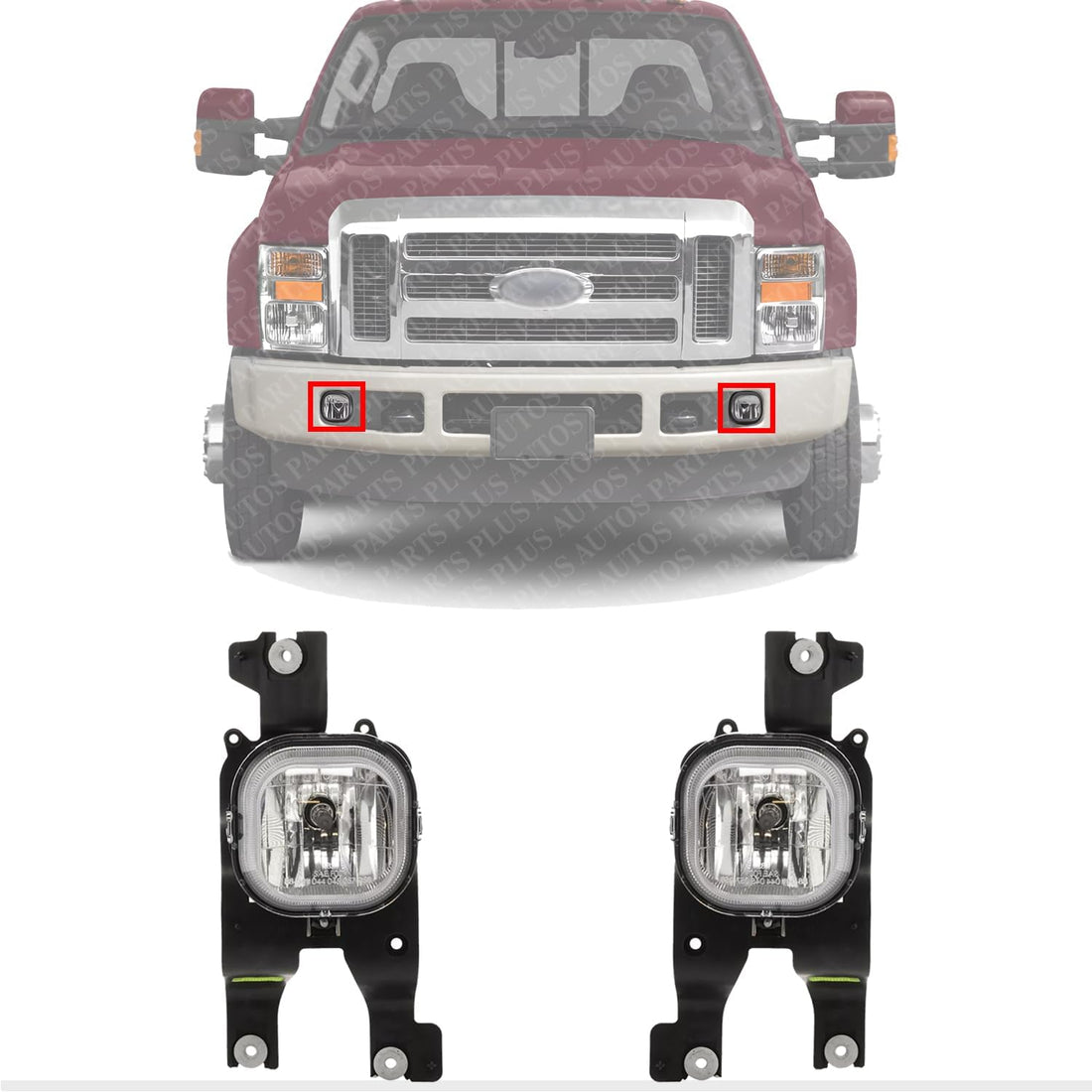 Set of 2 Front Fog Light Assembly Right Passenger & Left Driver Side Direct Replacement Compatible with 2008-2010 Ford F-Series Super Duty 7C3Z15200AA-PFM 7C3Z15201AA-PFM