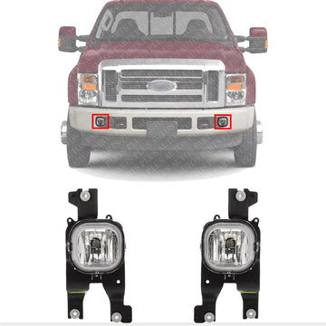 SET OF 2 FRONT FOG LIGHT ASSEMBLY RIGHT PASSENGER & LEFT DRIVER SIDE DIRECT REPLACEMENT COMPATIBLE WITH 2008-2010 FORD F-SERIES SUPER DUTY 7C3Z15200AA-PFM 7C3Z15201AA-PFM