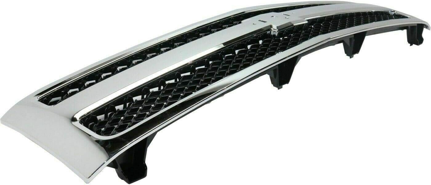 Front Bumper Steel + Grille Chrome Shell And Black Insert + Lower Valance Textured + End Caps Primed RH & LH Side Direct Replacement Compatible With Chevrolet Silverado 1500 2009-2013