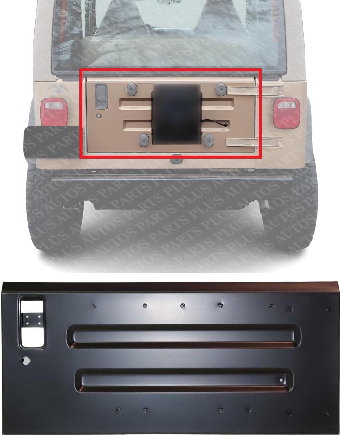 Tail Gate Steel Primed Direct Replacement Compatible with 1997-2006 Jeep Wrangler CH1900124 55176340AG