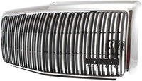 Front Grille Assembly Chrome Shell And Insert Plastic With Emblem Provision Direct Replacement Compatible With 1995-1997 Lincoln Town Car FO1200333 F5VY8200A