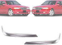 Set Of 2 Front Bumper Trim Chrome Left Driver & Right Passenger Side Direct Replacement Compatible With 1998-2000 Mercedes Benz C-Class 202 Chassis MB1047106 MB1046106 2028851074