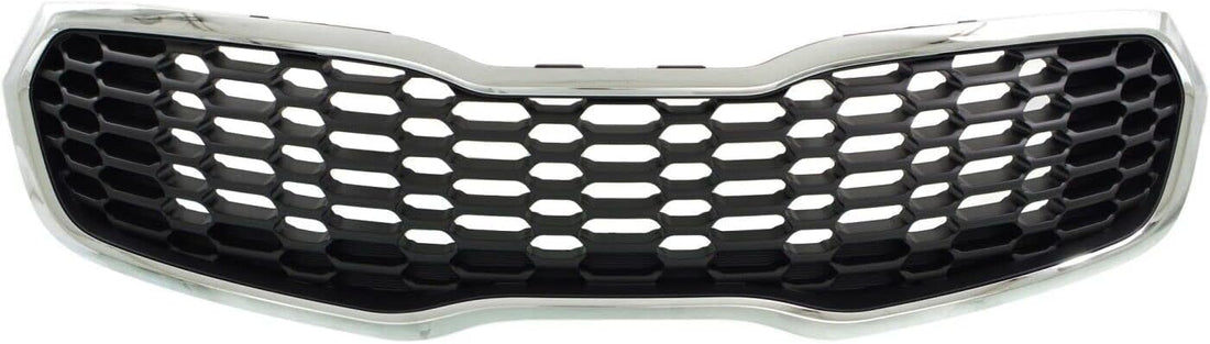 Front Grille Chrome Shell With Gray Insert Direct Replacement Compatible With 2014-2016 Kia Forte / 2014-2016 Kia Forte5 KI1200156 86350A7500