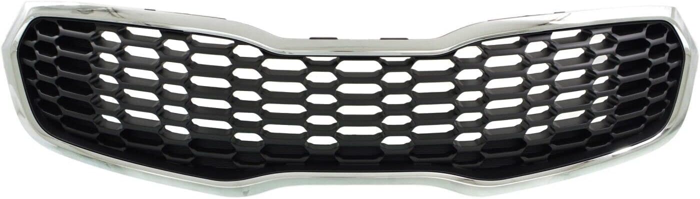 Front Grille Chrome Shell With Gray Insert Direct Replacement Compatible With 2014-2016 Kia Forte / 2014-2016 Kia Forte5 KI1200156 86350A7500