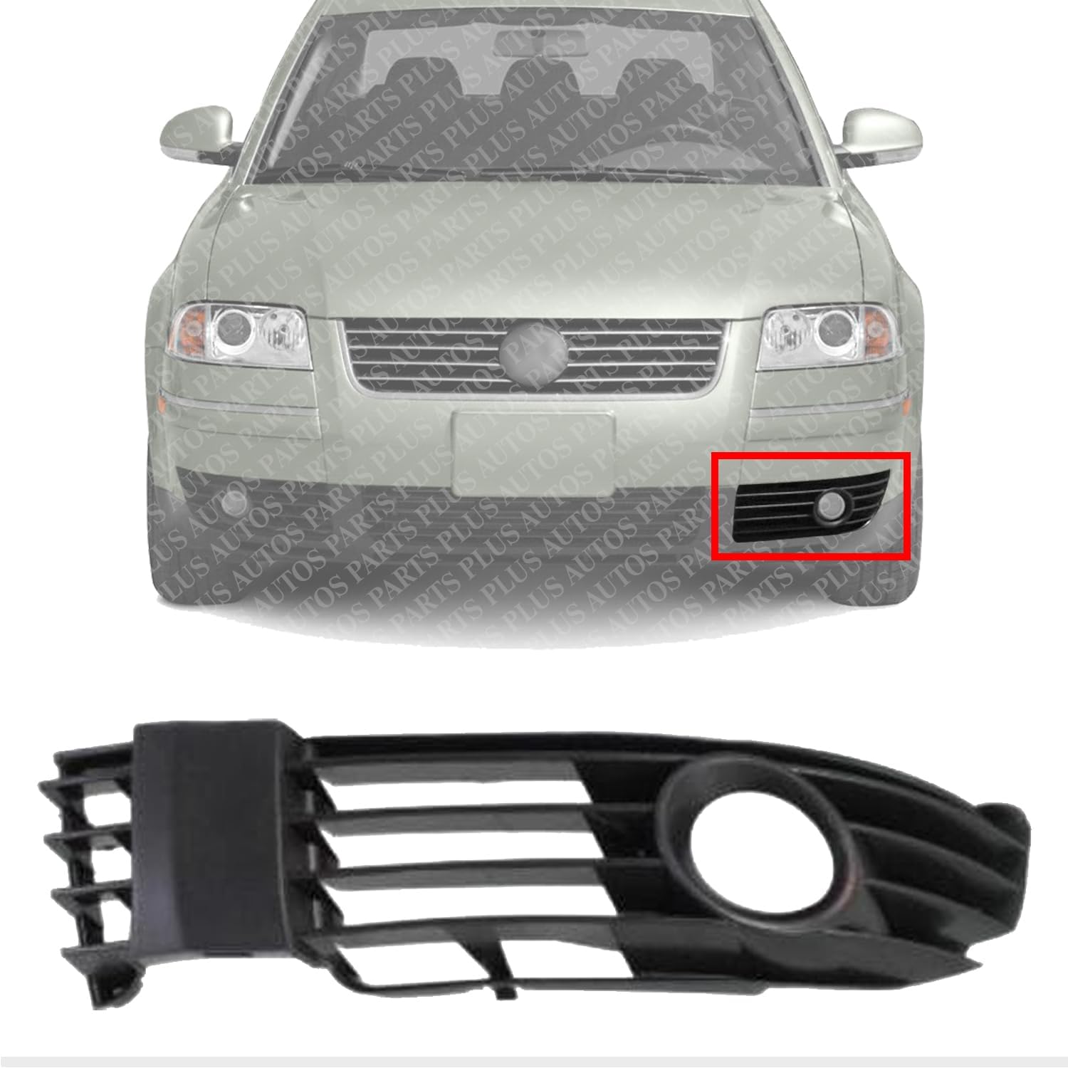 Front Fog Light Molding Primed Left Driver Side Direct Replacement Compatible With 2001-2005 Volkswagen Passat VW1038105 3B0853665LB41