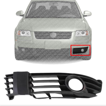 Front Fog Light Molding Primed Left Driver Side Direct Replacement Compatible With 2001-2005 Volkswagen Passat VW1038105 3B0853665LB41