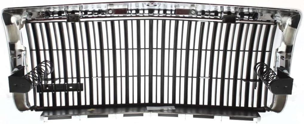 Front Grille Assembly Chrome Shell And Insert Plastic With Emblem Provision Direct Replacement Compatible With 1995-1997 Lincoln Town Car FO1200333 F5VY8200A