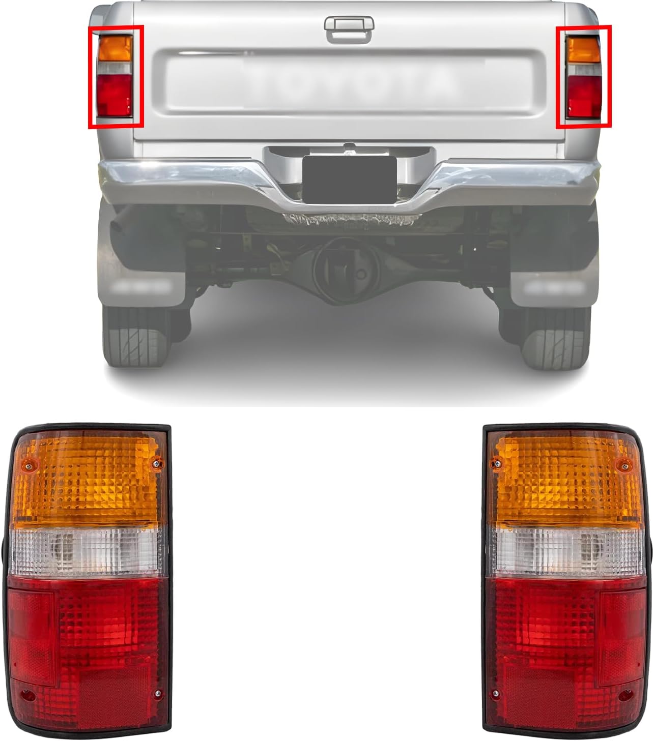 Set Of 2 Tail Light Assembly Right Passenger & Left Driver Side Direct Replacement Compatible With 1989-1995 Toyota Pickup TO2801105 TO2800105 8155089166 8156089166