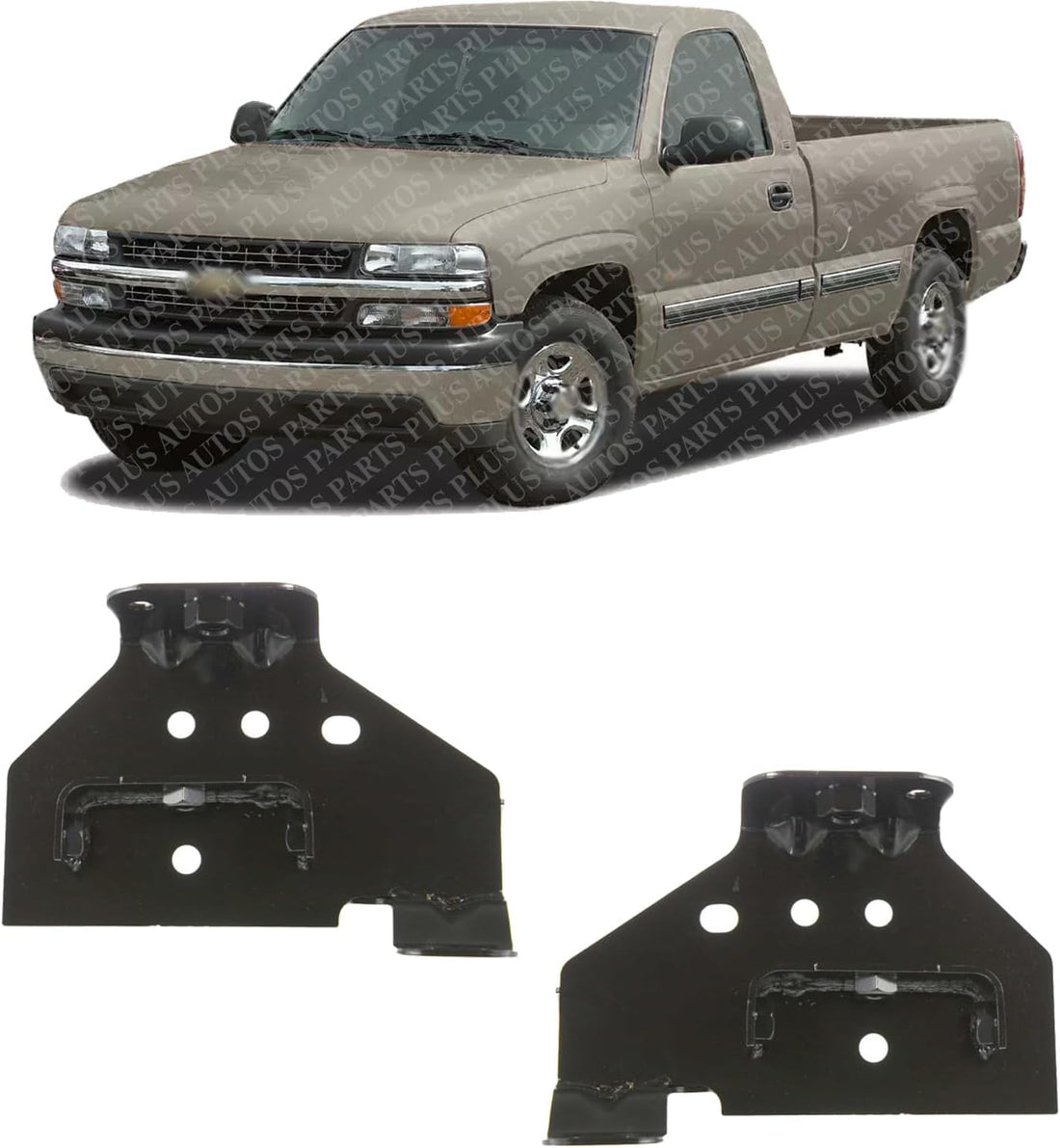 Set of 2 Front Bumper Bracket Steel Right Passenger & Left Driver Side Direct Replacement Compatible with 1999-2002 Chevrolet Silverado / GMC Sierra 1500 / 2000-2006 Yukon GM1067131