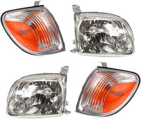AUTOS PARTS PLUS Front Headlights + Signal Lamps Assembly Right Passenger & Left Driver Side Direct Replacement Compatible With 2005-2006 Toyota Tundra TO2503166 TO2502166 TO2530148 TO2531148