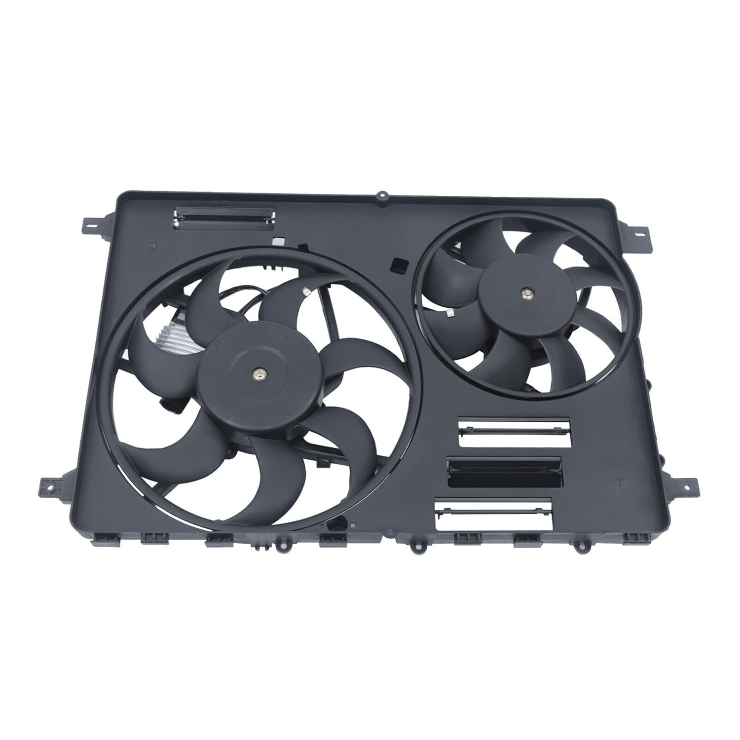 Front Radiator Dual Cooling Fan Assembly Plastic Direct Replacement Compatible with 2008-2015 Volvo S80 / 2010-2017 Volvo XC60 VO3115116 306686296 31686808