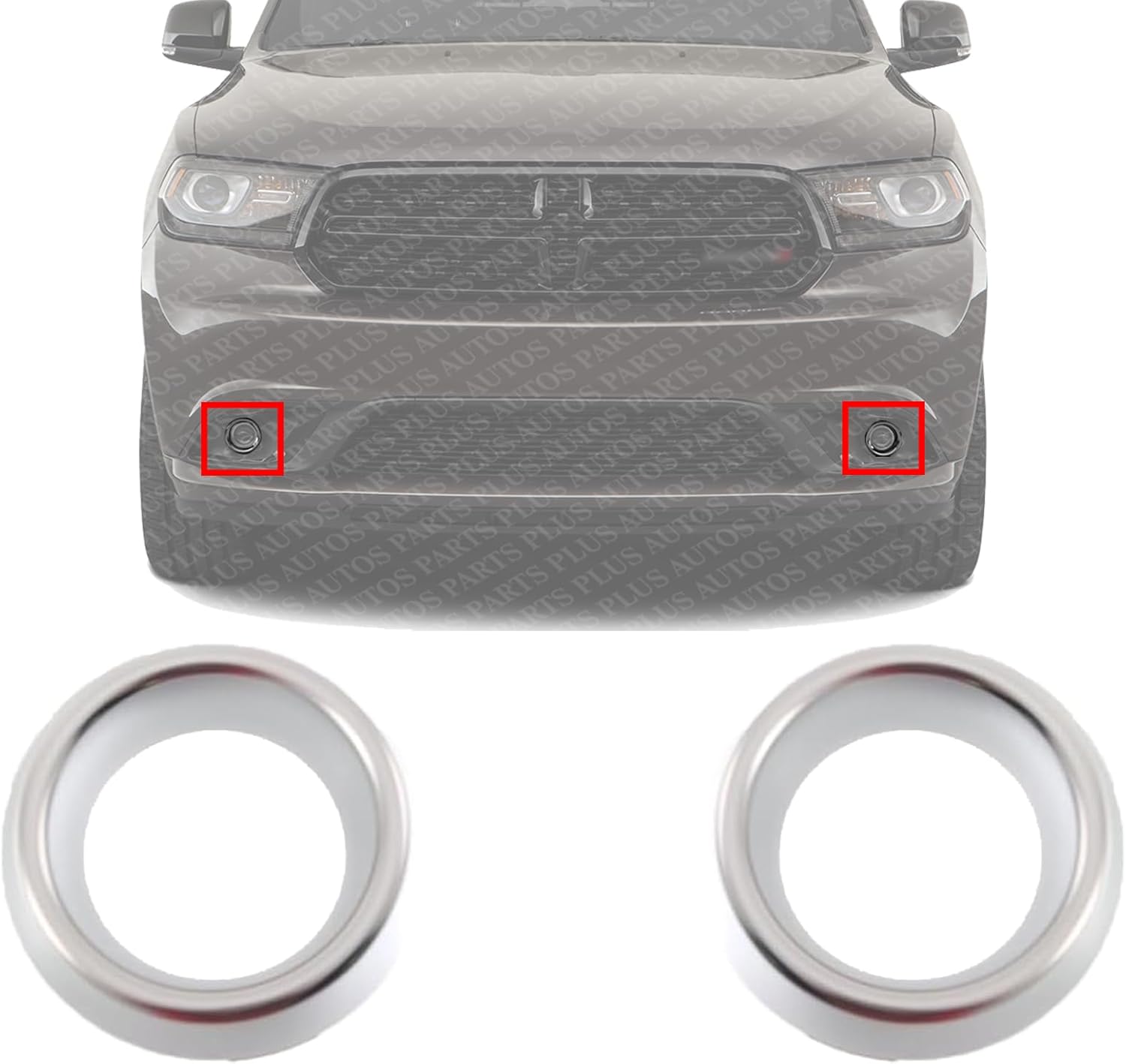 Set Of 2 Front Fog Light Inner Molding Silver Right Passenger & Left Driver Side Direct Replacement Compatible With 2014-2020 Dodge Durango CH1038183 6CH57SZ7AA