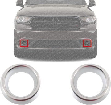 Set Of 2 Front Fog Light Inner Molding Silver Right Passenger & Left Driver Side Direct Replacement Compatible With 2014-2020 Dodge Durango CH1038183 6CH57SZ7AA
