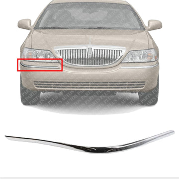 Front Bumper Molding Chrome Right Passenger Side Direct Replacement Compatible With1998-2002 Lincoln Town Car FO1059273 F8VZ17K833BA