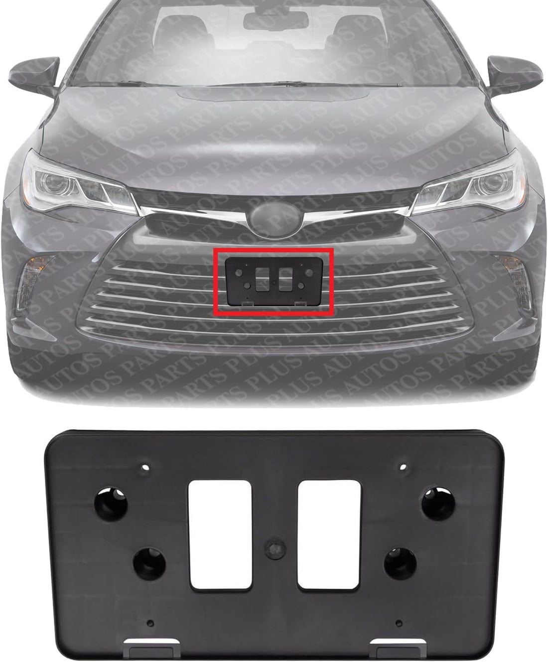 Front License Plate Bracket Textured Plastic Direct Replacement Compatible with 2015-2017 Toyota Camry TO1068129 7510106030