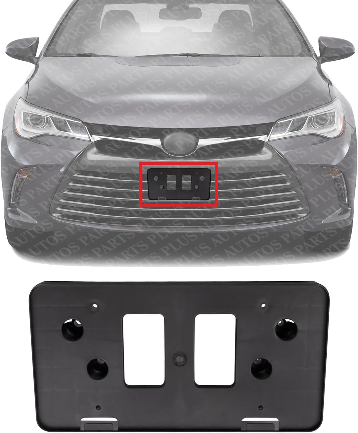 Front License Plate Bracket Textured Plastic Direct Replacement Compatible with 2015-2017 Toyota Camry TO1068129 7510106030