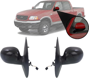 Set of 2 Front Power Mirrors Manual Folding Non-Heated Primed Right Passenger & Left Driver Side Direct Replacement Compatible With 1998-2002 Ford Expedition FO1320199 FO1321199