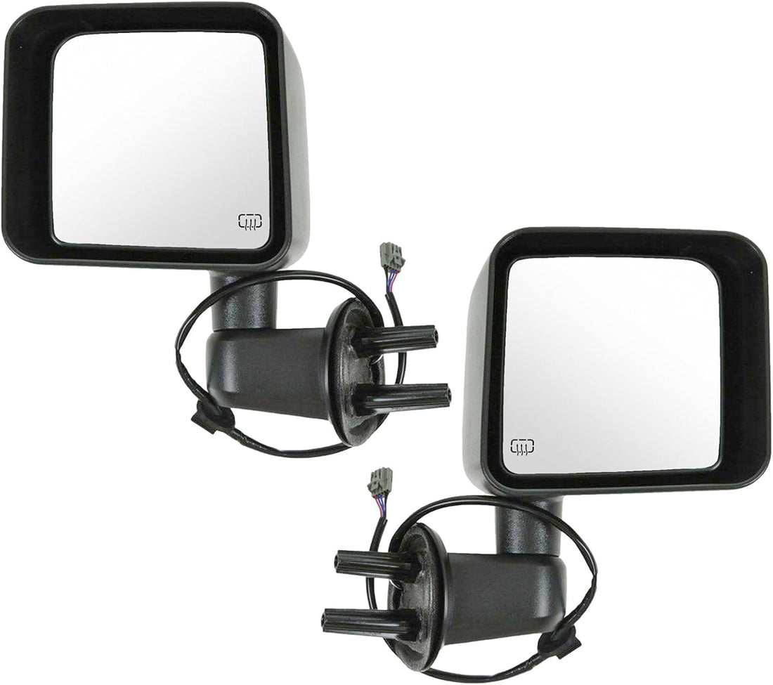 Set Of 2 Front Power Mirror Manual Folding Heated Textured Right Passenger & Left Driver Side Direct Replacement Compatible With 2011-2013 Jeep Wrangler CH1320319 CH1321319 5182175AB