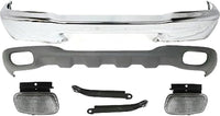 Front Bumper Chrome + Lower Valance Textured + Fog Lights + Brackets Right Passenger & Left Driver Side Direct Replacement Compatible With 1999-2000 Ford Ranger FO1002361 FO1095172