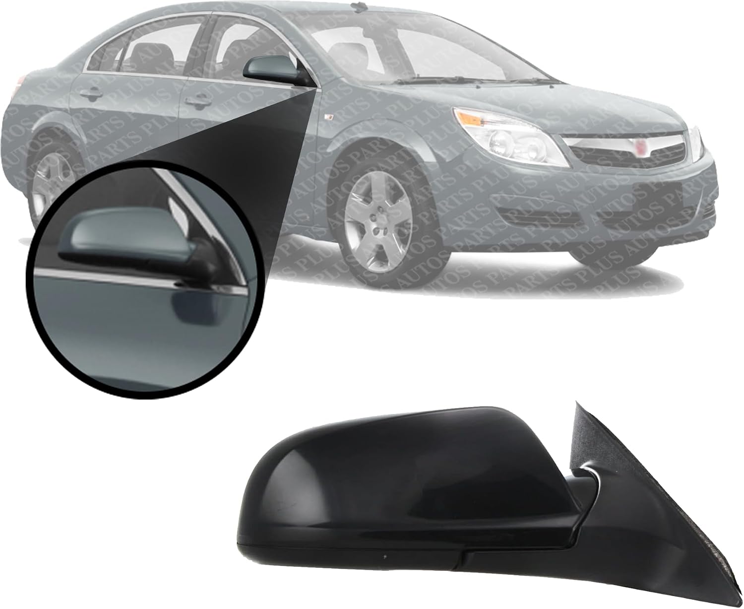 Front Power Mirror Manual Folding Non-Heated Primed Right Passenger Side Direct Replacement Compatible With 2007-2009 Saturn Aura / 2008-2012 Chevrolet Malibu GM1321342 20893751