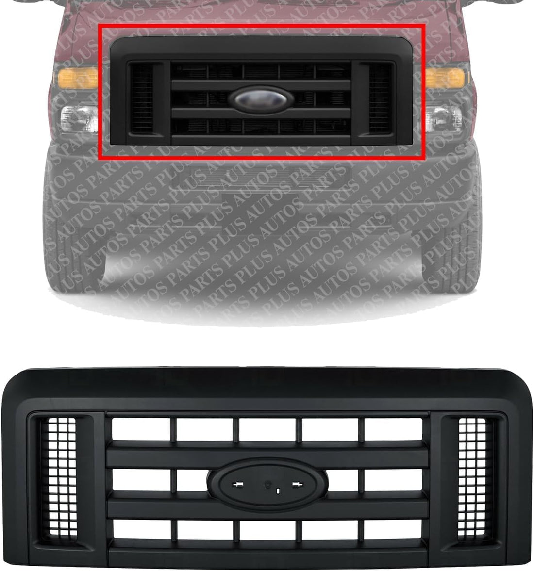 Front Grille Painted Black Shell And Insert Direct Replacement Compatible With 2008-2021 Ford Econoline Van FO1200509 8C2Z8200B