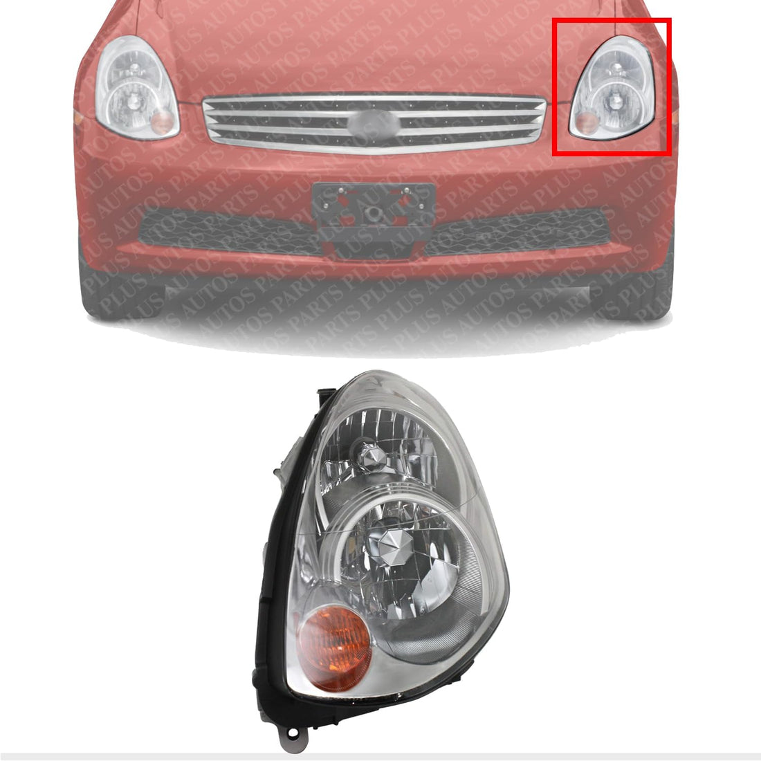 Front Head Light Left Driver Side Direct Replacement Compatible With 2005-2006 Infiniti G35 IN2518106 26065AC700