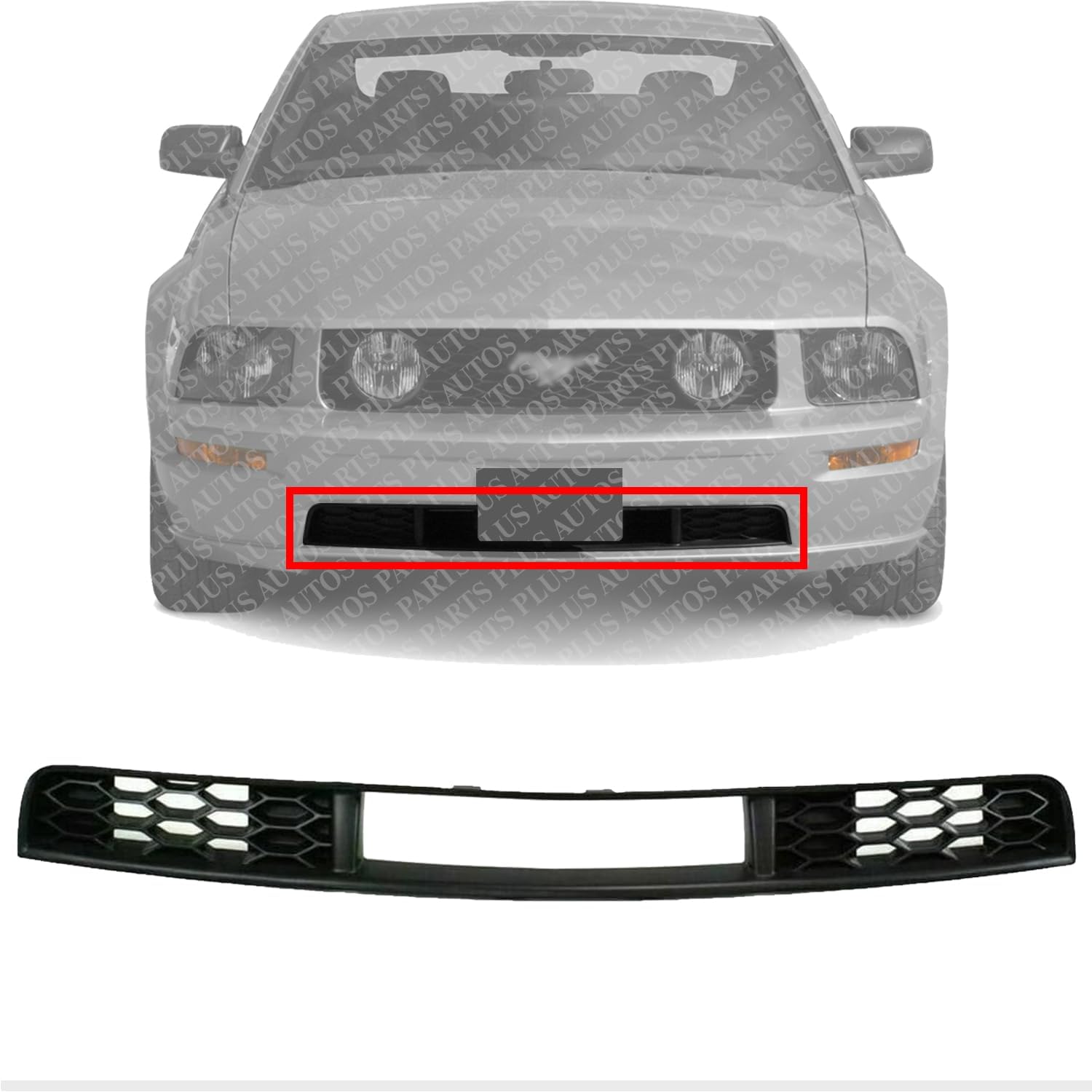 Front Bumper Lower Grille Textured Direct Replacement Compatible With 2005-2009 Ford Mustang FO1036115 7R3Z17K945AB