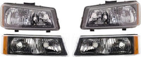 Front Bumper Chrome + Grille + Upper Cover + Lower Valance Textured + Brackets + Headlights + Fog Lamps Left & Right Direct Replacement Compatible With 2003-2006 Chevy Silverado 1500