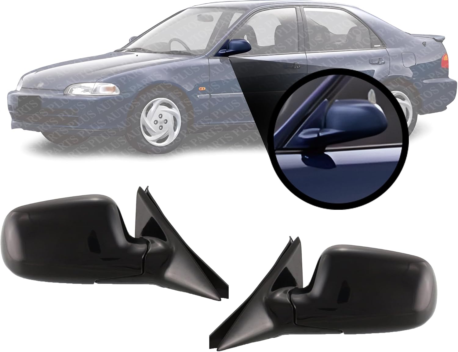 Set Of 2 Front Power Mirror Manual Folding Non-Heated Primed Right Passenger & Left Driver Side Direct Replacement Compatible With 1994-1997 Honda Accord HO1320111 HO1321111