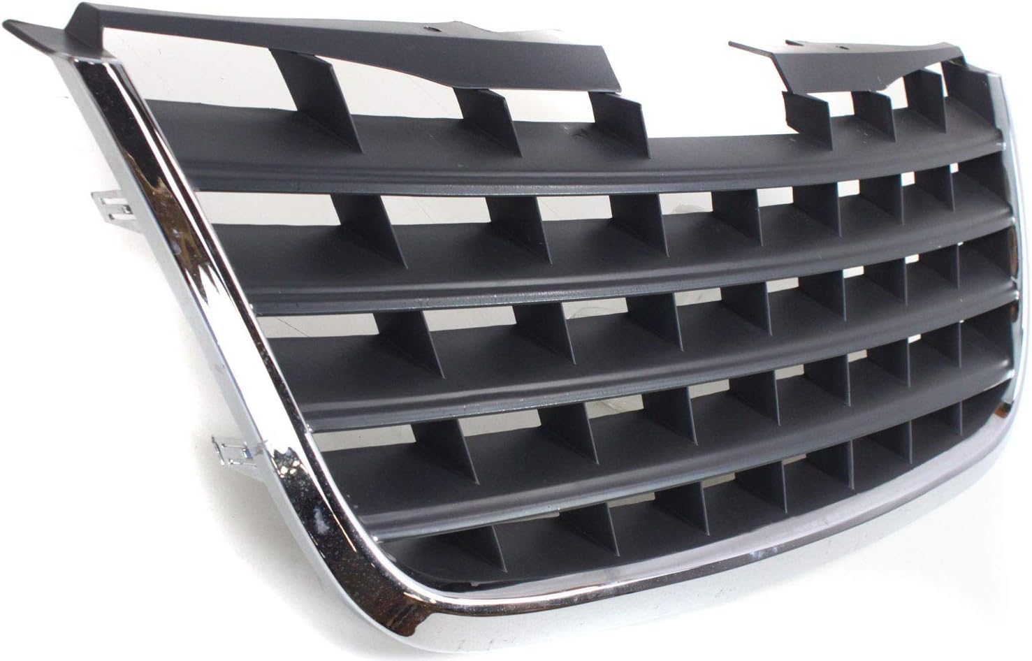 Front Grille Chrome Shell With Painted Dark Gray Insert Plastic Direct Replacement Compatible With 2008-2010 Chrysler Town & Country CH1200309 5113228AA