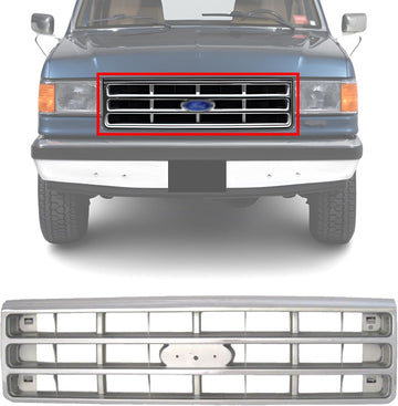 AUTOS PARTS PLUS Front Grille Chrome Shell & Silver Insert Direct Replacement Compatible With 1887-1888 Ford F-Series FO1200129 622409HS0A