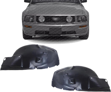 Set Of 2 Front Fender Liner Right Passenger & Left Driver Side Direct Replacement Compatible With 2005-2009 Ford Mustang FO1251130 FO1250129 5R3Z16102BA 5R3Z16103BA