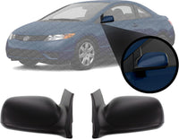 Set Of 2 Front Mirror Manual Adjust Non-Folding & Heated Textured Plastic Right Passenger & Left Driver Side Direct Replacement Compatible With 2006-2011 Honda Civic HO1321224