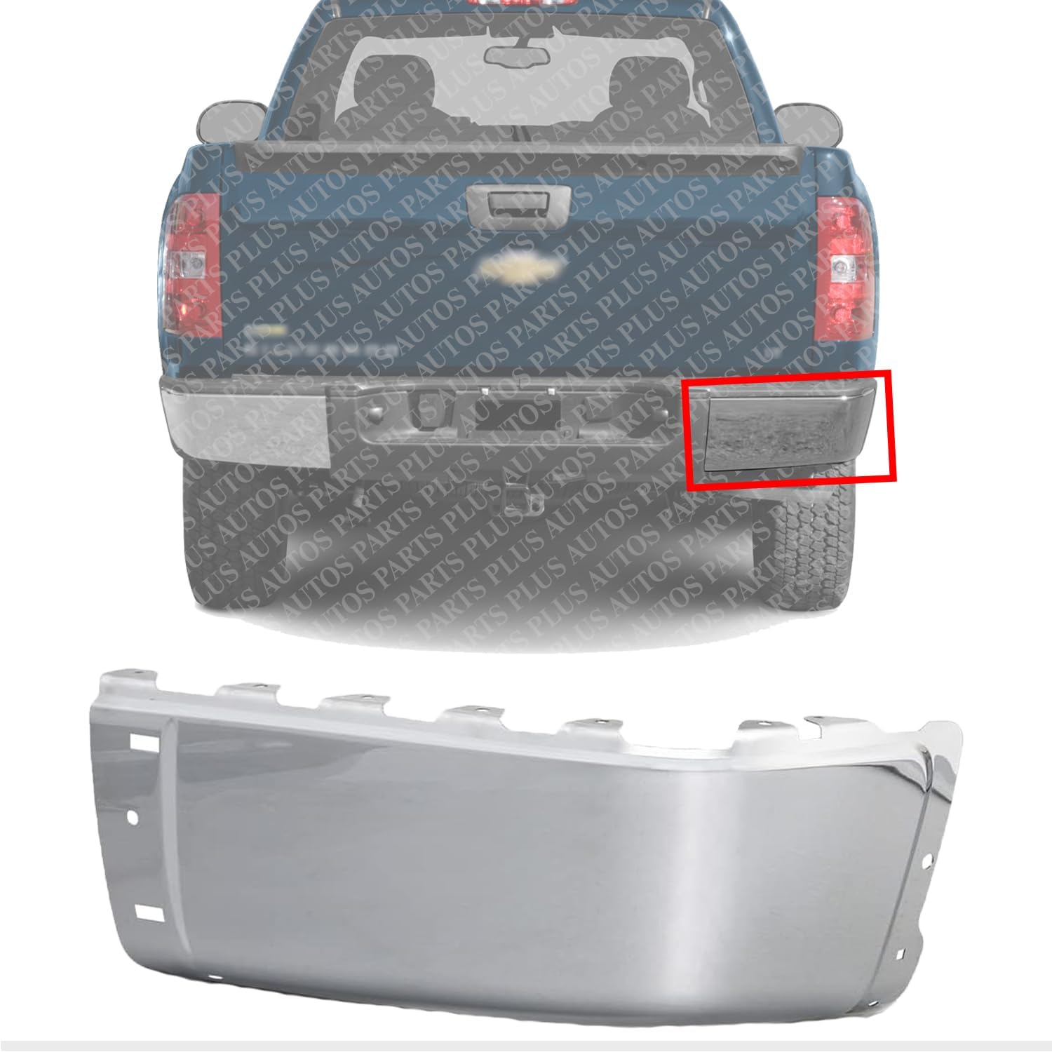 Rear Bumper End Cap Chrome Right Passenger Side Direct Replacement Compatible With 2007-2013 Chevrolet Silverado/GMC Sierra 1500/2007-2014 2500HD 3500HD GM1105149 15284308