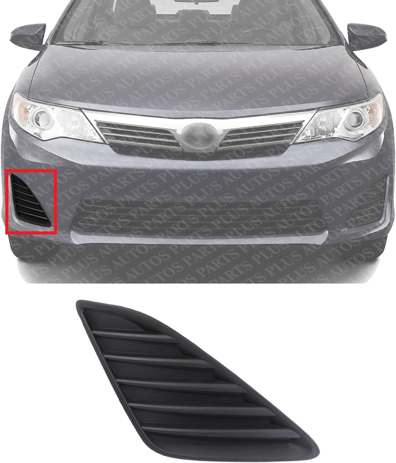 Front Fog Light Cover Primed Plastic Right Passenger Side Direct Replacement Compatible With 2012-2014 Toyota Camry TO1039147 5212706260